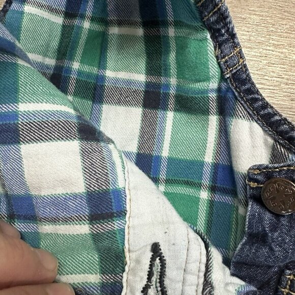 OshKosh B'gosh Overalls All over Denim Size 6 months Carpenter Style Plaid Lined - Picture 4 of 5